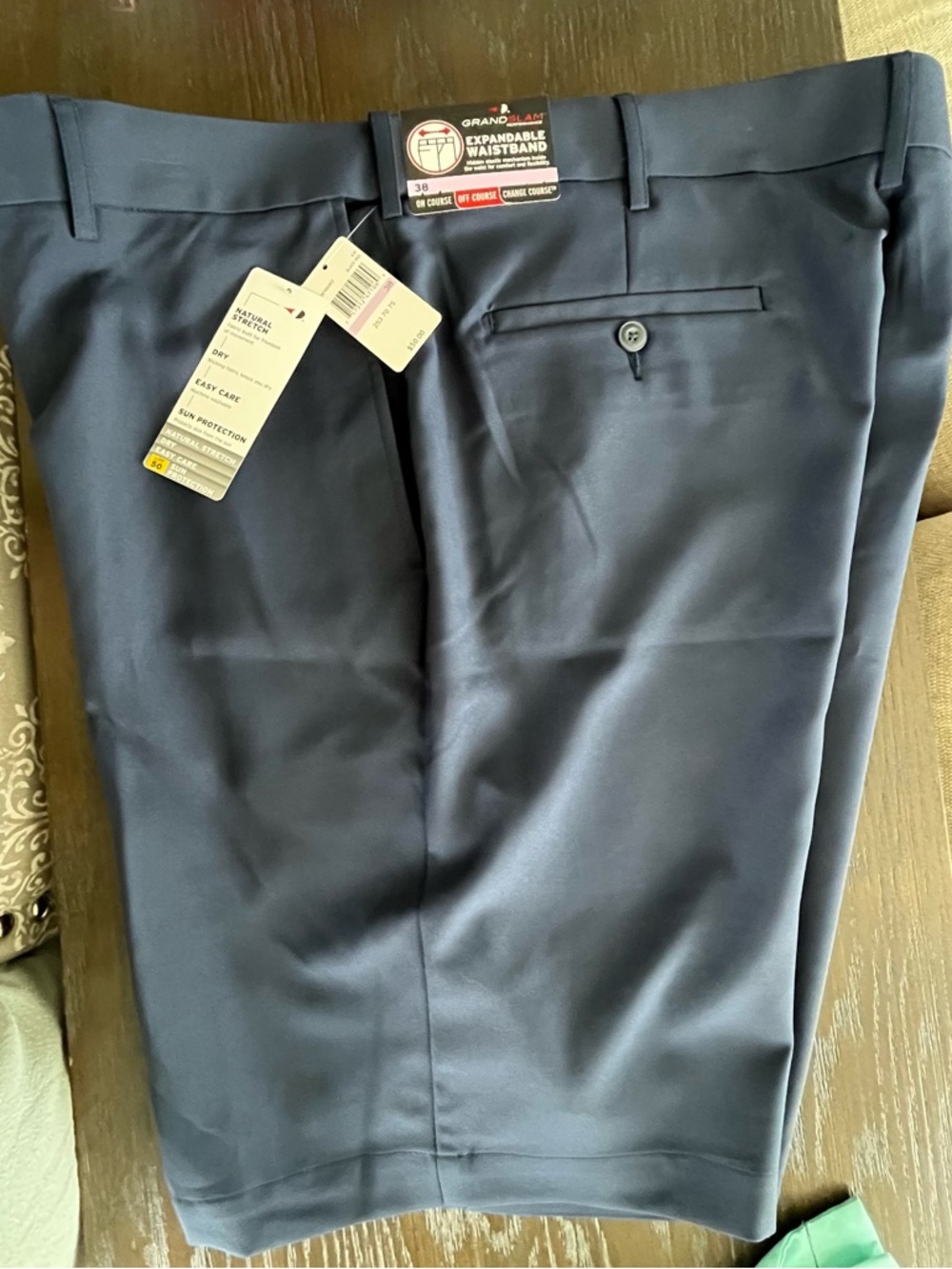 Grand Slam Navy Performance Dress Shorts with Expandable Waistband